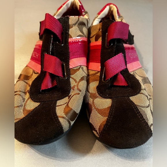 Coach JENNY Signature Trainers Sneakes Sz 8 Women Elastic Closure Patent - Picture 4 of 12